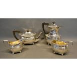 A George V Four Piece Silver Tea Service comprising teapot, hot water pot, two handled sucrier and