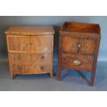 A 19th Century Mahogany Night Stand with a low galleried back above two doors and a pull out drawer,