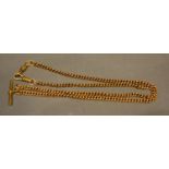 A 9 Carat Gold Curb Link Albert Watch Chain, 35.7 grammes