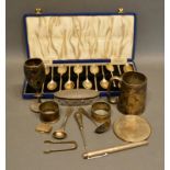 A Set of Eleven Sheffield Silver Coffee Spoons, together with various other items to include a