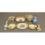 Two Copeland Spode Small Dishes, together with various other ceramics to include three half doll pin