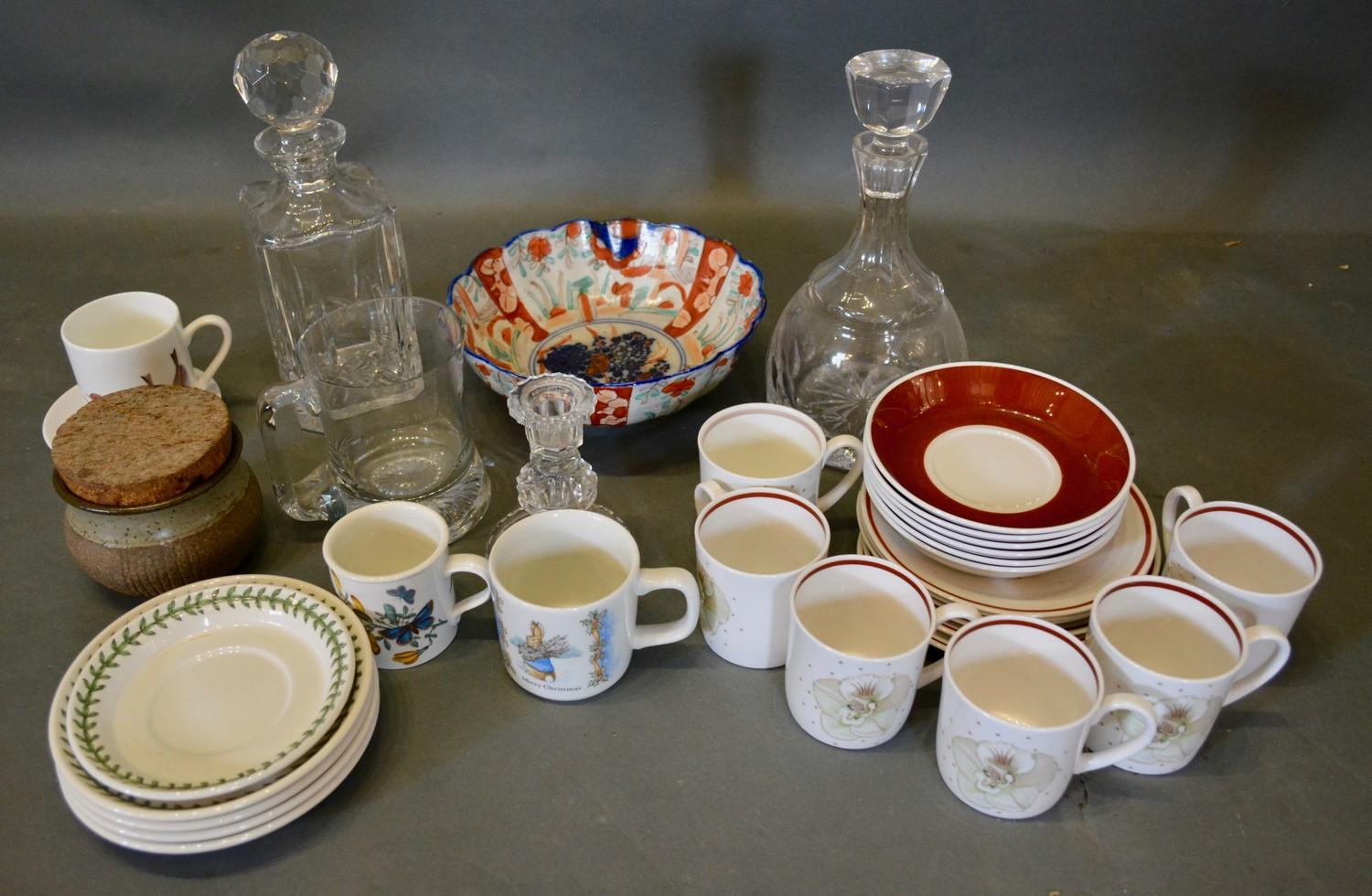 Two Cut Glass Decanters with Stoppers, together with a collection of other ceramics