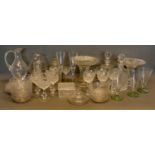 A Pair of Glass Decanters, together with a collection of other glassware to include drinking
