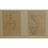 Glyn Philpot 1884 -1937, Two Head Studies, pencil drawing, provenance Gabrielle Cross the artist's