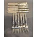 A Set of Six George V Silver Fish Knives and Forks, Sheffield 1913, retailed by James Dixon & Sons
