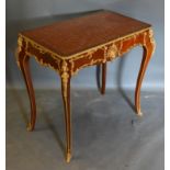 A French Style Kingwood and Gilt Metal Mounted rectangular Centre Table, the parquetry inlaid and