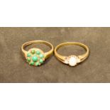 A 9 Carat Gold Dress Ring, turquoise cluster within a pierced setting, together with a gold dress