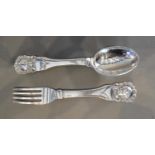 Evald Nielsen, a Danish 830 Silver Christening Pair, 15cm long, together with a a Danish Sterling