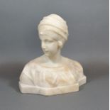 Guglielmo Pugi Marble Bust of a Maiden, signed 23cm tall