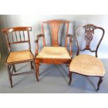 A 19th Century Mahogany Chippendale Style Armchair together with two side chairs