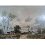 A Herbe, a Dutch River Scene, oil on canvas, 59 x 80cm