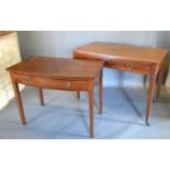 An Edwardian Mahogany Satinwood inlaid two drawer Side-table, together with another similar bow-