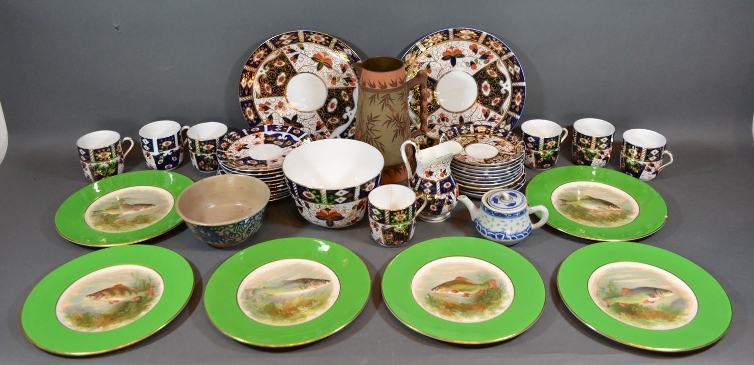 A Victorian Part Tea Service with Imari Decoration highlighted in gilt together with a set of six