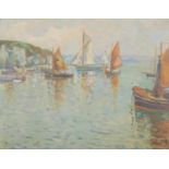 William Todd-Brown, Fishing Fleet St Ives Oil on Board, signed 32cm x 40cm