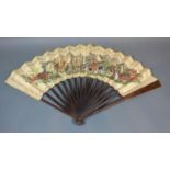 A Contemporary Paper Leafed Fan commemorating the storming of the Bastille on the 14th July 1789,