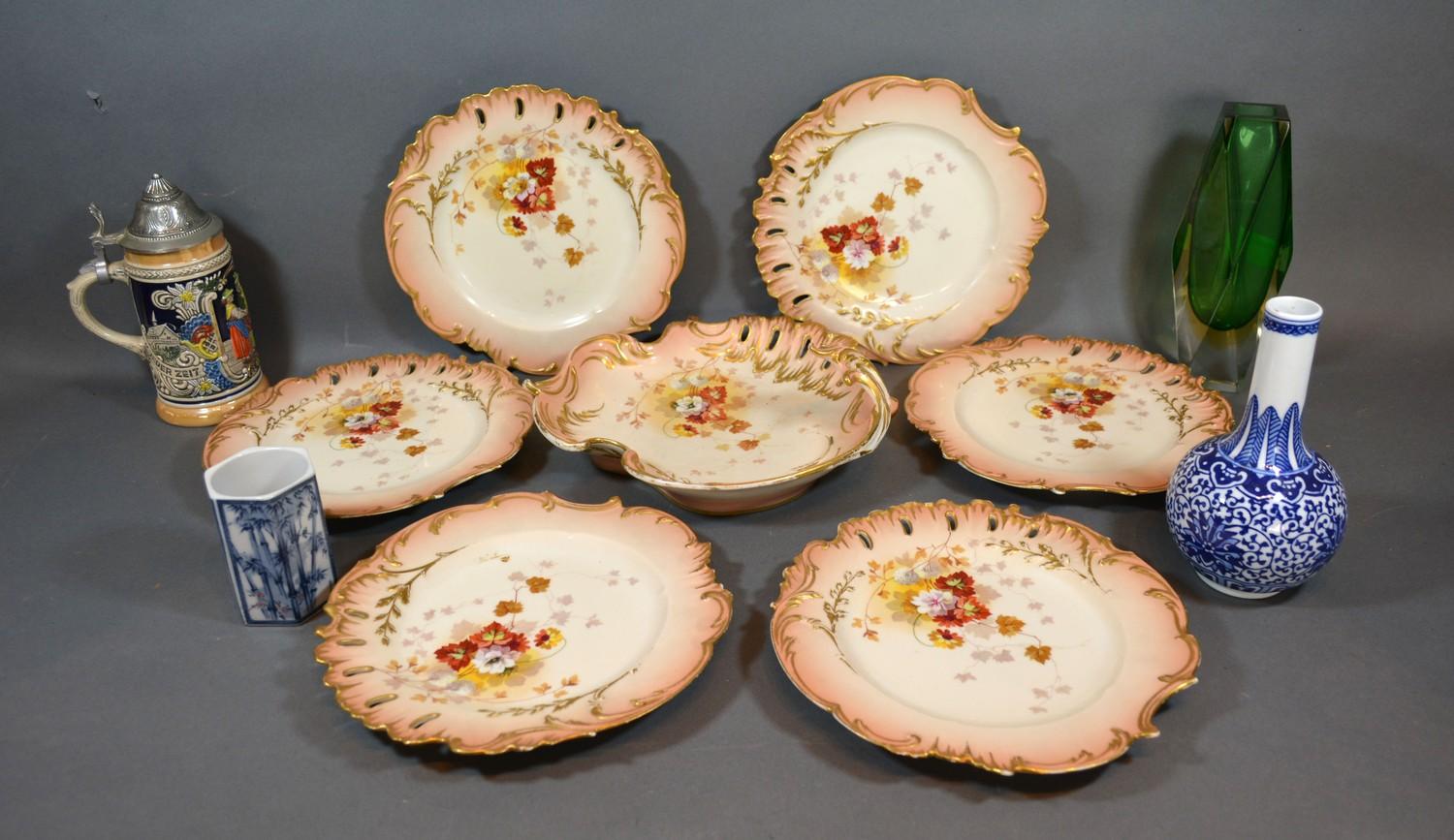 A Limoges Porcelain Dessert Service together with various other ceramics and glassware