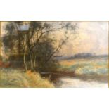 Archibald W Hogg, A Tranquil River Landscape watercolour, signed and dated 1905, 30cm x 44cm