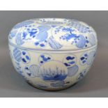 An Early 19th Century Japanese Underglaze Blue Decorated Covered Bowl, 22cm diameter
