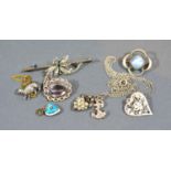 A Small Collection of Jewellery to include a bar brooch in the form a butterfly