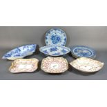 An Early Blue Delft under-glazed blue decorated dish together with various other blue and white