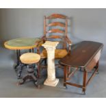 A Victorian Ebonised Oval Centre Table, together with other items of furniture to include a