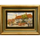 Rita Whitaker, "Albury Corner, Pulborough"enamel on copper signed 6cm x 10cm