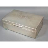 A London Silver Rectangular Cigar Box with engine turned decoration 23cm x 14cm