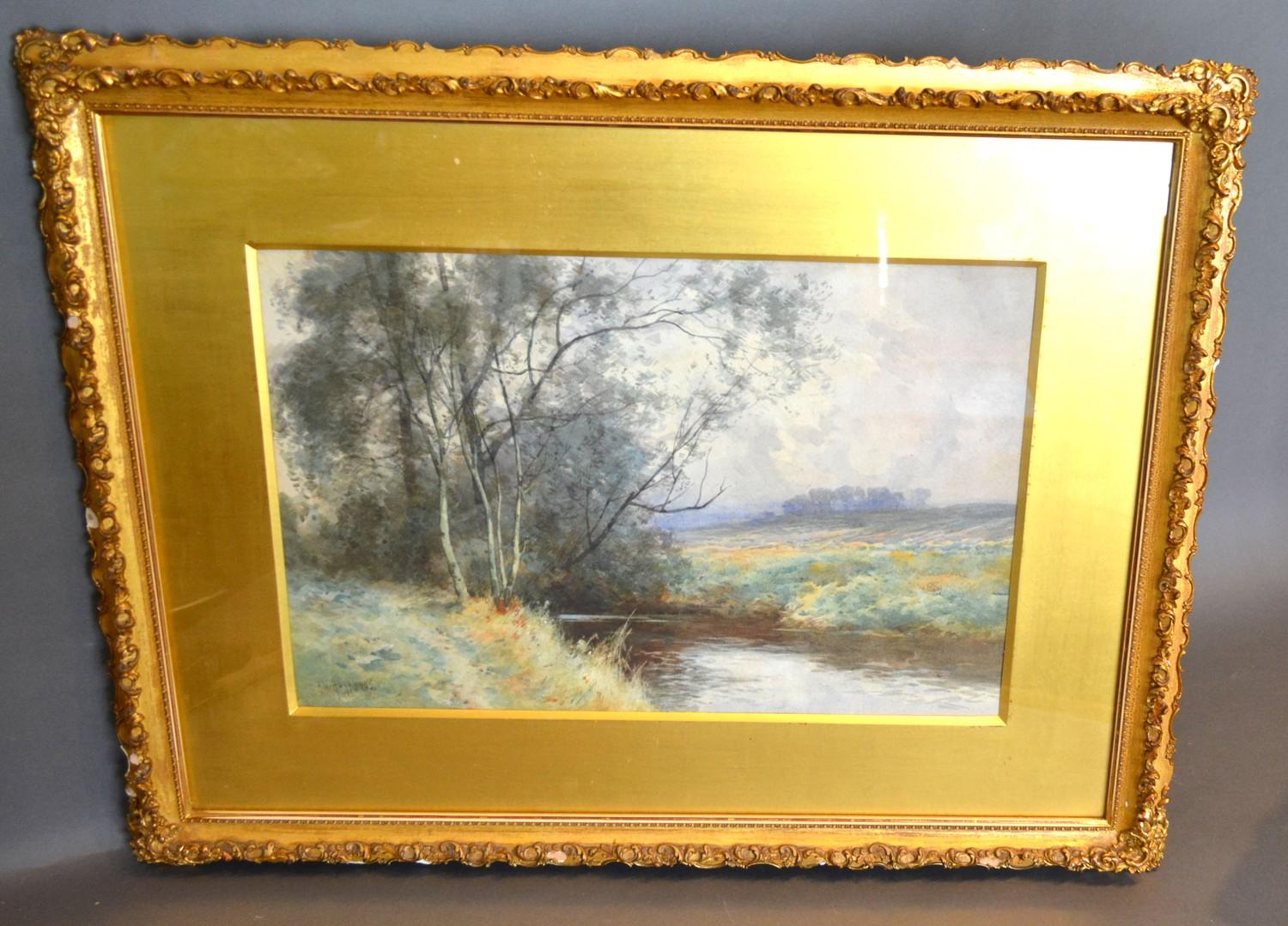 Archibald W Hogg, A Tranquil River Landscape watercolour, signed and dated 1905, 30cm x 44cm - Image 2 of 2