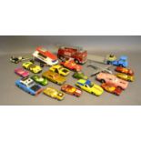 A Dinky Toys Fire Tender 285 together with a collection of Dinky and Corgi toys play worn