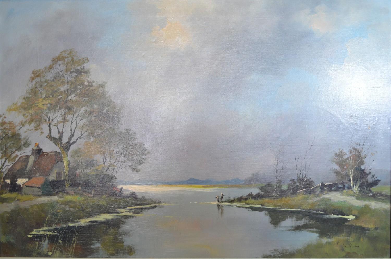 Lutz, Lake Scene with House in the Foreground, oil on canvas, 60 x 90cm