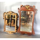 A Georgian Mahogany Chippendale Style Wall Mirror with Eagle Crest, together with a similar gilt