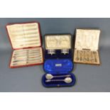 A Pair Of Victorian Silver Apostle Spoons Birmingham 1887 within fitted lined case together with a