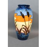 A Moorcroft Oviform Vase Reeds at Sunset Pattern tube lined 25cm tall