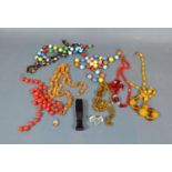 A Collection of circa 1940's Bead Necklaces together with a seal