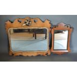 A 19th Century Mahogany Chippendale Style Wall Mirror together with another similar smaller