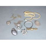 Three Various Silver Locket Pendants together with various other jewellery