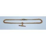 A 9ct Gold Curb Link Double Watch Chain with Albert Clasp, 25 grams, 42cm long