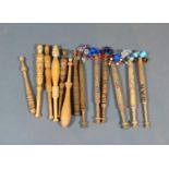 A Small Collection of Maltese Bobbins together with a small collection of other bobbins decorated