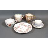 A Meissen Porcelain Cup and Saucer together with a Dresden chocolate cup, a Naples saucer and two