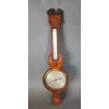 A 19th Century Mahogany and shell Inlaid Barometer the silver dial inscribed Wincanton