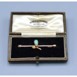 A 9ct Gold Opal Set Bar Brooch within fitted case, 2.4 grams