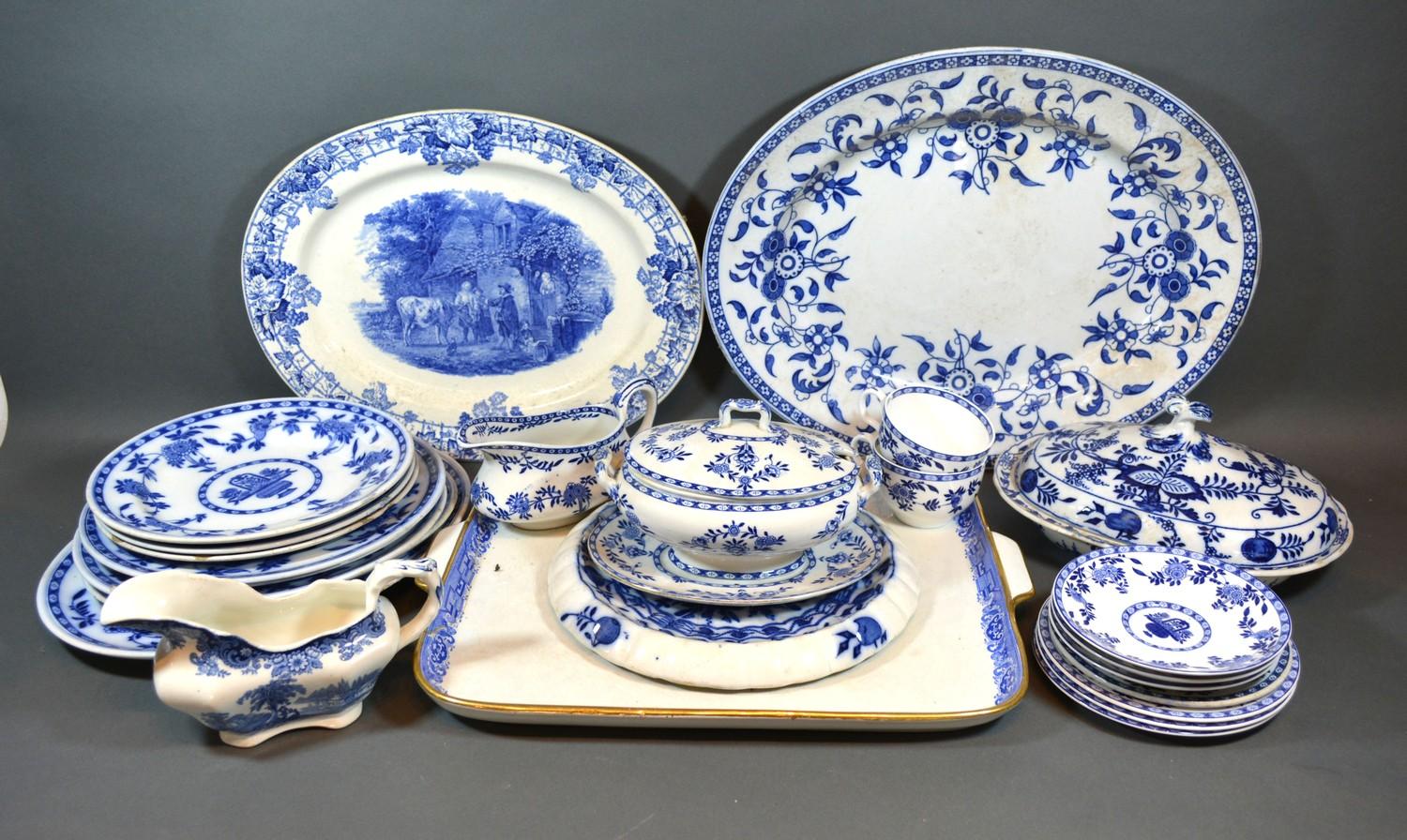 A Collection of Minton's Delft Blue Tea and Dinner Ware together with other similar blue and white