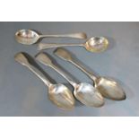 A Pair of Silver George IV Table Spoons with Fiddle Pattern Handles London 1824 together with a