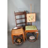 A Reproduction Mahogany Bookcase together with other items to include a 19th century mahogany pole