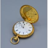 A 18ct Gold Full Hunter Pocket Watch by L Rombach, the enamel dial with roman numerals and