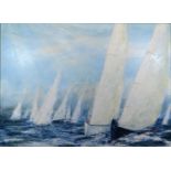 Kate Christie Study of Racing Yachts Oil On Canvas 58cm x 78cm