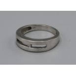 A 9ct White Gold Band Ring set with Single Diamond, Size P, 3.8 grams