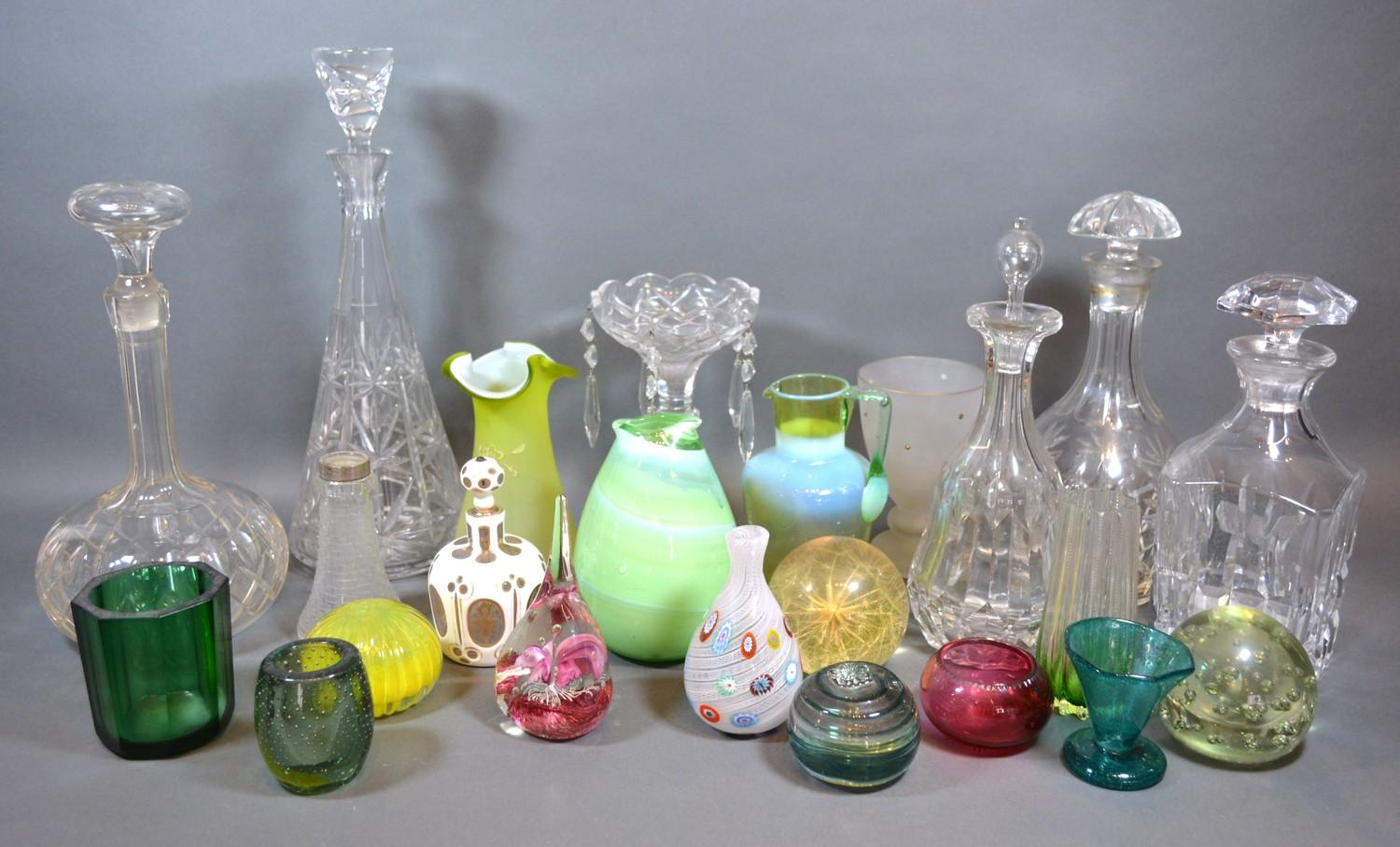 A Small Venetian Glass Scent Bottle together with a small collection of glassware to include