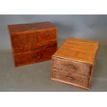 A Japanese Hardwood Work Box, together with another similar two drawer cabinet