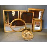 A French Style Gilded And Painted Wall Mirror of circular form together with a collection of other